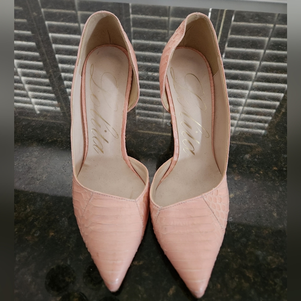 Baby pink stiletto heels